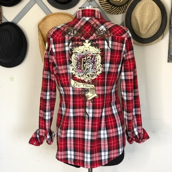 Forever 21 Red White And Black Plaid Shirt - Picture 4 of 8